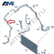Шланг от радиатора АКБ к разъему для Mercedes C253 AMG GLC 63 (M177) A1675016504