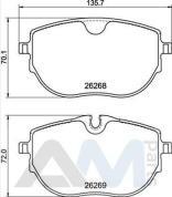 Тормозные колодки передние R16 (Brembo) P85187 для  Volkswagen Multivan T6 (2019-2023)