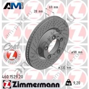 Передний левый тормозной диск 330х28 (ZIMMERMANN) 460.1529.20 для Porsche Boxster 2012-2016 III (981)