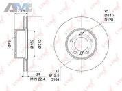Диск тормозной передний LYNX для BMW 1 серия (F20) 2010-2015 1 серия (F20) 2010-2015 BN-1005