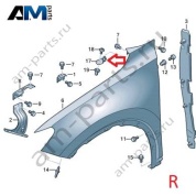 Держатель правого крыла сзади Volkswagen Тигуан 571810380A