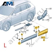 Накладка двери пассажира под окрас Volkswagen Тигуан 57G854949AGRU