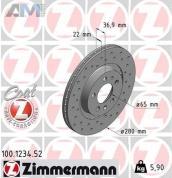 Передние перфорированные тормозные диски ZIMMERMANN 100.1234.52  Skoda Tour (1996-2011)