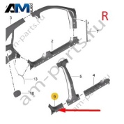 Задняя часть правого порога Porsche Macan (2014-2018) 95B809242YGRV