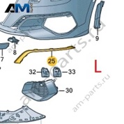 Накладка переднего бампера слева 8YG807533A9B9 на Audi A3 (8Y) 2020-2026