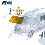 Ветровое стекло (многослойное) с цветной полосой Volkswagen Crafter 2012-2016 2E0845099AS