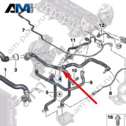 Шланг от радиатора к бачку BMW X1 F48LCI 2019-2023 20d (B47D) 17128580486