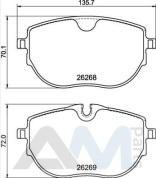 Тормозные колодки передние (для R16) Brembo (P85187) для Volkswagen Caravelle T6