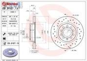 Передние перфорированные тормозные диски BREMBO 09.9167.1X на Volkswagen Golf V (2003-2008)