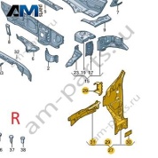 Внутренняя часть стойки А справа Volkswagen Тигуан 571802124