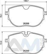 Тормозные колодки передние (для R16) Brembo (P85187) для Volkswagen Caravelle T6 (рестайлинг)