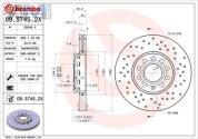 Передние перфорированные тормозные диски BREMBO 09.5745.2X на Audi A4 (B7) 2005-2009