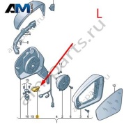 Фонарь подсветки зеркала слева Volkswagen Тигуан 57G945301