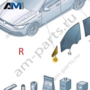 Стекло правой передней двери неподвижное 5HG845412ANVB на Volkswagen Golf 8 2019-2026