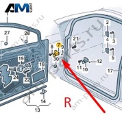 Петля передней двери нижняя правая 8V5833404J на Volkswagen Golf 8 2019-2026