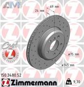 Перфорированные задние тормозные диски 345X24 (150.3480.52) ZIMMERMANN на BMW 5 серии (F10) 530d/535i/535iX