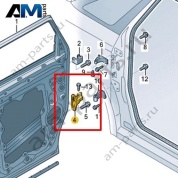 Половина петли двери (верхняя часть) Volkswagen id-Buzz 2023-2024 1T3831406