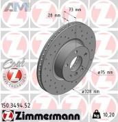 Перфорированные передние тормозные диски 332X30 (150.3494.52) ZIMMERMANN для BMW X3 (F25)