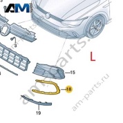 Молдинг решетки бампера слева 5HG853763A041 на Volkswagen Golf 8 2019-2026