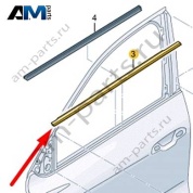Уплотнитель стекла водителя снаружи 85H837475CT94 для Ауди Q6 E-tron 2024-2026