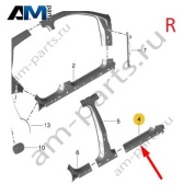 Передняя часть правого порога Porsche Macan (2014-2018) 95B809530AYGRV