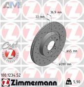 Передние перфорированные тормозные диски ZIMMERMANN 100.1234.52  Volkswagen Golf IV (1997-2005)