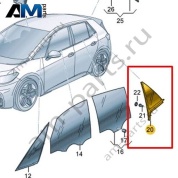 Стекло боковое (неподвижное) правое Volkswagen id3 2020-2024 10A845214F