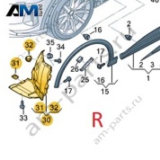 Передняя часть переднего правого подкрылка VAG 8MA853888F Audi 2024-2026