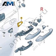 Проставка ручки двери пассажира сзади 8YG837278 на Audi A3 (8Y) 2020-2026