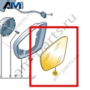 Зеркальный элемент левый асферический Volkswagen T-Roc Cross 2019-2024 2GM857521D