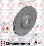 Перфорированный передний правый диск 374X36 (150.2955.52) ZIMMERMANN для BMW 7 Серии (G11) 740/750dX