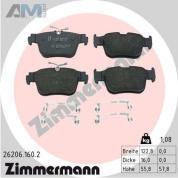 Задние тормозные колодки ZIMMERMANN 26206.160.2  Volkswagen Golf VII (2012-2020)