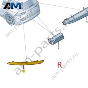 Катафот заднего бампера справа 5HG945106 на Volkswagen Golf 8 2019-2026