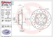 Задние перфорированные тормозные диски BREMBO 08.9769.1X на Audi TT (8J) 2006-2014