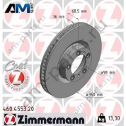 Передний левый тормозной диск 360х36 (ZIMMERMANN) 460.4553.20 для Porsche Taycan I (2019-2024)