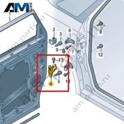 Половина петли двери (верхняя часть) Volkswagen id-Buzz 2023-2024 1T3831405