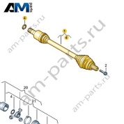 Передний правый приводной вал с ШРУСами VAG 1EB407272B