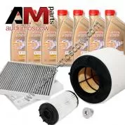 Комплект неоригинальных фильтров и моторное масло LL3 5W30 504/507 для ТО-1/3 Ауди RS4 3.0 TFSI 450 л.с