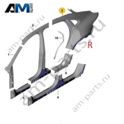 Заднее правое крыло PAB809036BGRV Porsche Cayenne 2017-2024