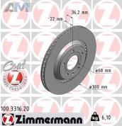 Задние тормозные диски ZIMMERMANN 100.3316.20 Audi A4 (B6) 2001-2005