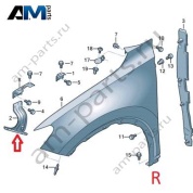 Держатель правого крыла спереди Volkswagen Тигуан 571821136