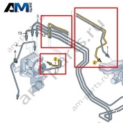 Тормозная трубка от главного тормозного цилиндра к гидросистеме VAG 1EB614740A