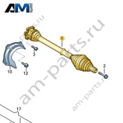 Передний левый приводной вал с ШРУСами Audi Q7 (4M) 2016-2024 4M0407271