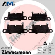Задние тормозные колодки (ZIMMERMANN) 25691.160.1 для Porsche 911 Carrera (2011-2015)