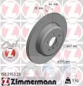 Задний правый тормозной диск 330X20 (150.2953.20) ZIMMERMANN для BMW 7 Серии (G11) 730i/d/dX