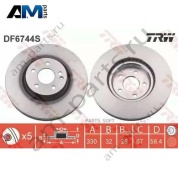 Передние тормозные диски DF6744S TRW для Мерседес V200d/220d/250d