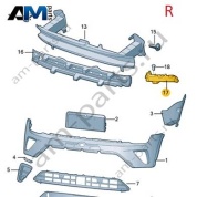 Направляющий профиль переднего бампера справа VAG 3CG807050B Volkswagen 2021-2026