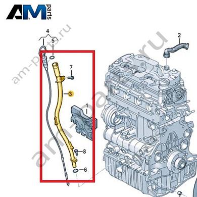 Трубка маслоизмеритительного щупа VAG 03N103634Купить трубку маслоизмеритительного щупа 03N103634 Фольксваген/Ауди/Шкода- акция