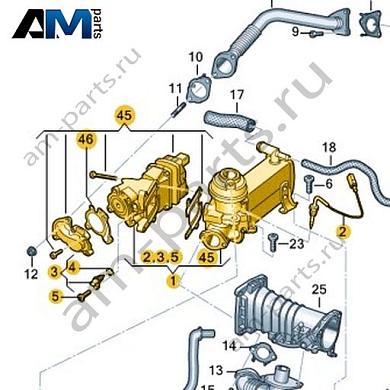 Радиатор рециркуляции ОГ VAG 059131511AJКупить радиатор рециркуляции ОГ 059131511AJ для Фольксваген/Ауди/Шкода- гарантия наличия