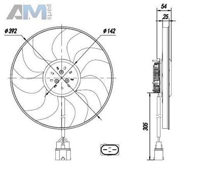 Вентилятор радиатора NRF (47995) Audi A1 (8X) 2011-2018 1.4TSI